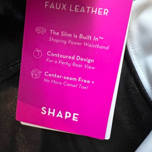 Spanx Faux Leather Leggings Womens 3XL Track Stripe Black White Skinny High Rise - Picture 3 of 8